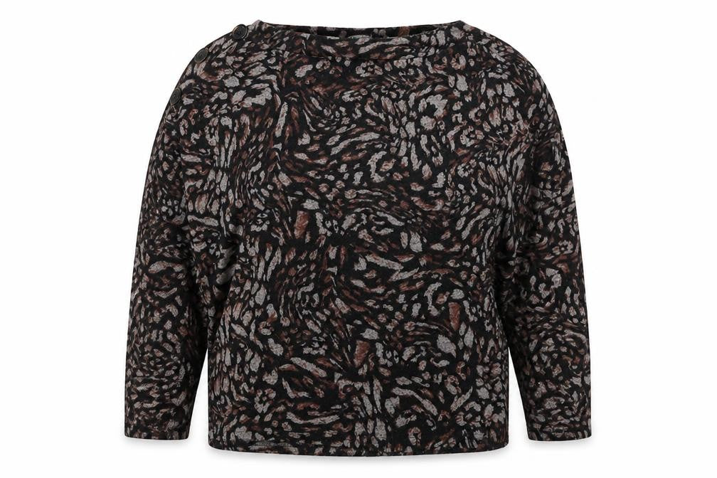 Dorothy Perkins Womens Black Animal Print Viscose Basic Blouse Size 12 Boat Neck