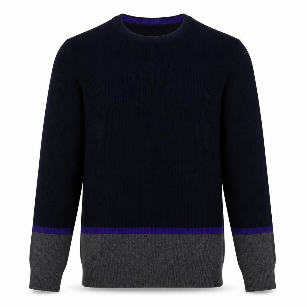 Front view of Marks & Spencer men’s multicoloured round neck polyester jumper, size M