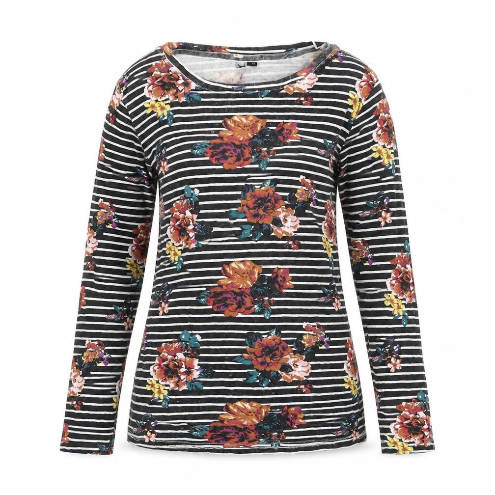 Preworn Womens Multicoloured Floral Polyester Jersey T-Shirt Size 8 Round Neck