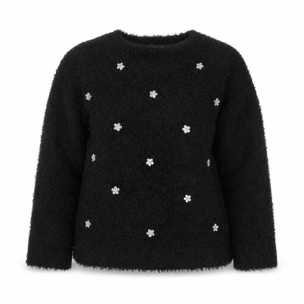 David Emmanuel Womens Black Polyester Pullover Sweatshirt Size M Pullover - Flowers