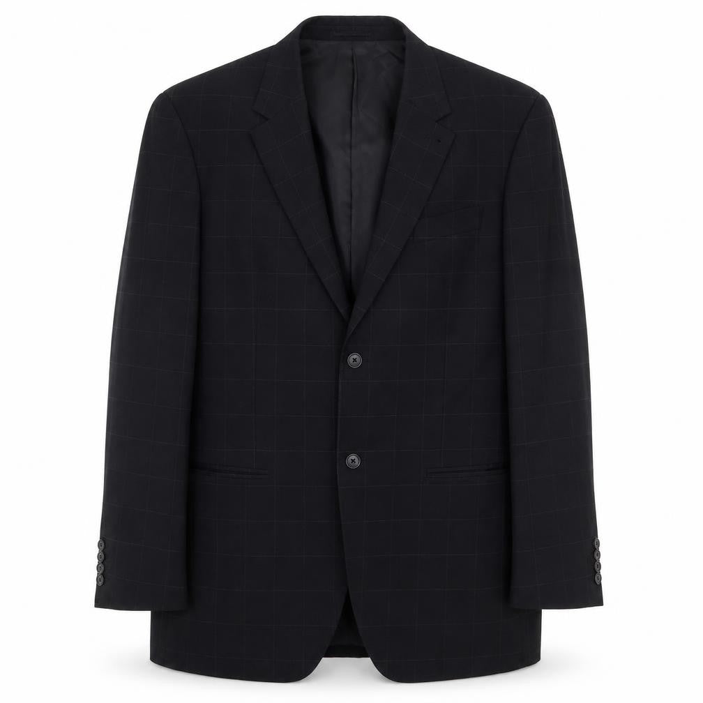 Front view of Next men’s black check wool jacket suit jacket, size 44