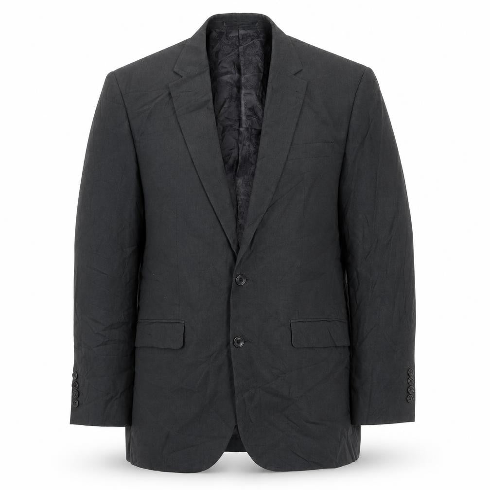 Front view of Greenwoods men’s grey polyester jacket suit jacket, size 40