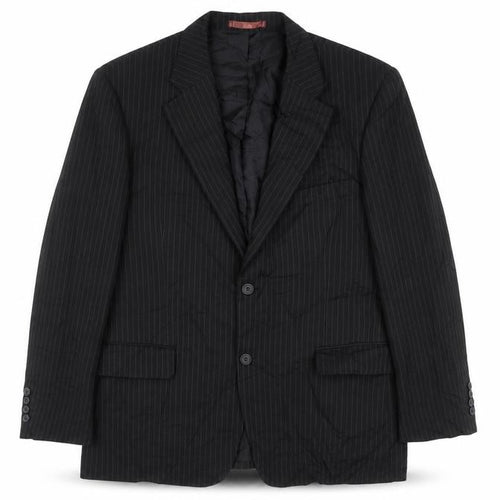 Matalan Mens Black Striped Polyacrylate Fibre Jacket Suit Jacket Size 42