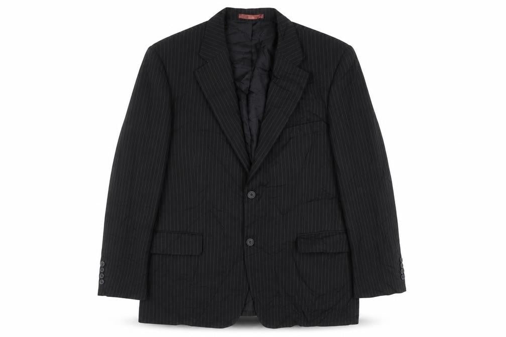 Matalan Mens Black Striped Polyacrylate Fibre Jacket Suit Jacket Size 42