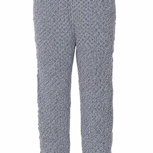 Marks and Spencer Womens Blue Geometric Viscose Trousers Size 8 L28 in Regular
