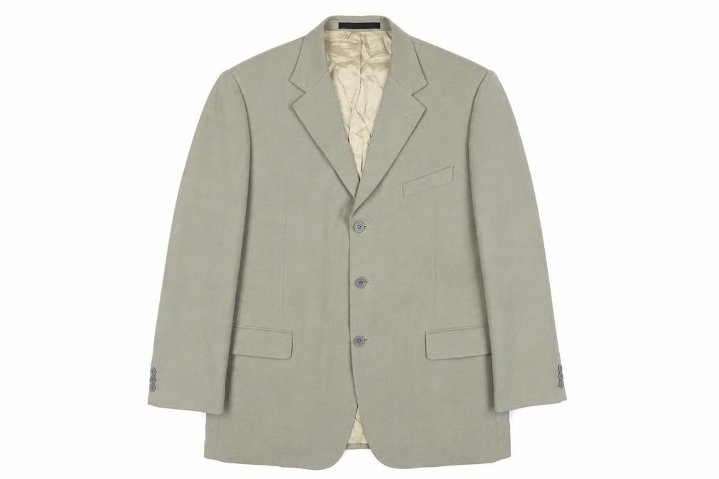 Front view of Marks & Spencer men’s grey polyester jacket suit jacket, size 44