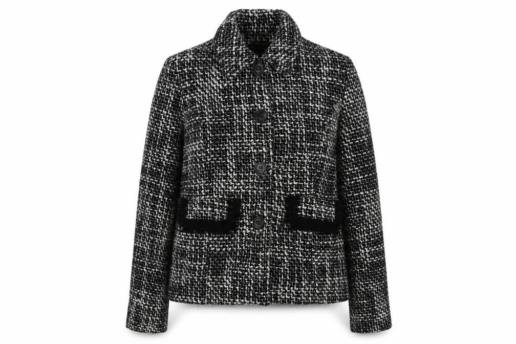 Front view of Miss Posh women’s black jacket blazer, size UK 10, button