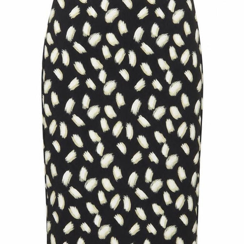 Miss Selfridge Womens Black Geometric Polyester A-Line Skirt Size 10 Zip
