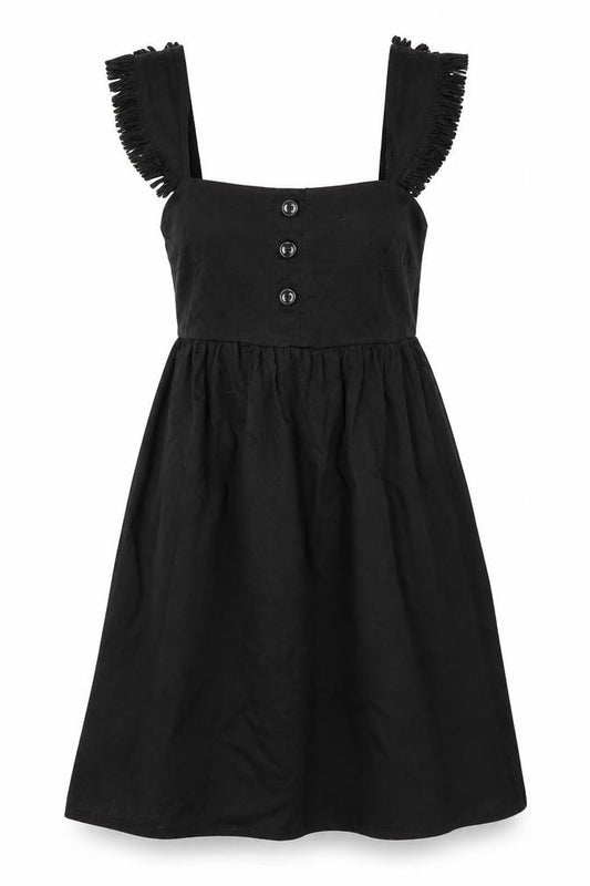 Front view of ASOS women’s black polyester fit & flare, size UK 8, square neck pullover