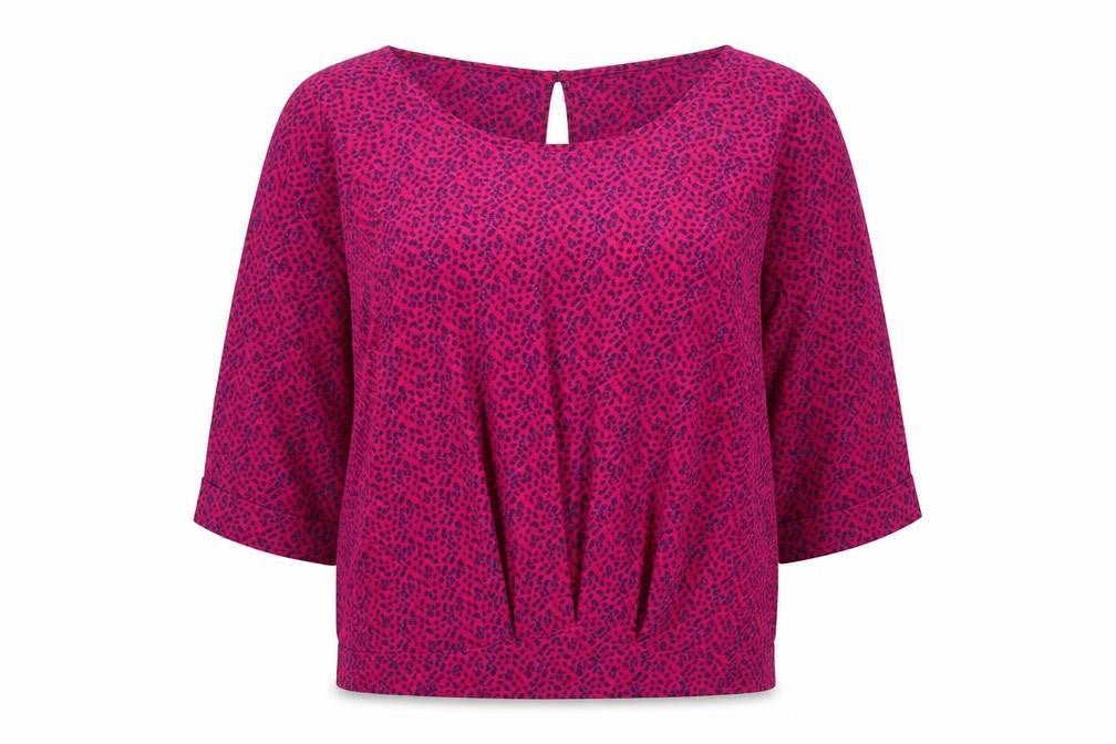 Tu Womens Pink Geometric Polyester Basic Blouse Size 14 Scoop Neck