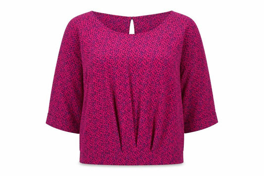 Front view of Tu women’s pink geometric polyester basic blouse, size UK 14, scoop neck