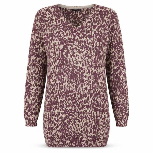 NEXT Womens Brown Animal Print Cotton Jumper Dress Size 8 V-Neck Pullover