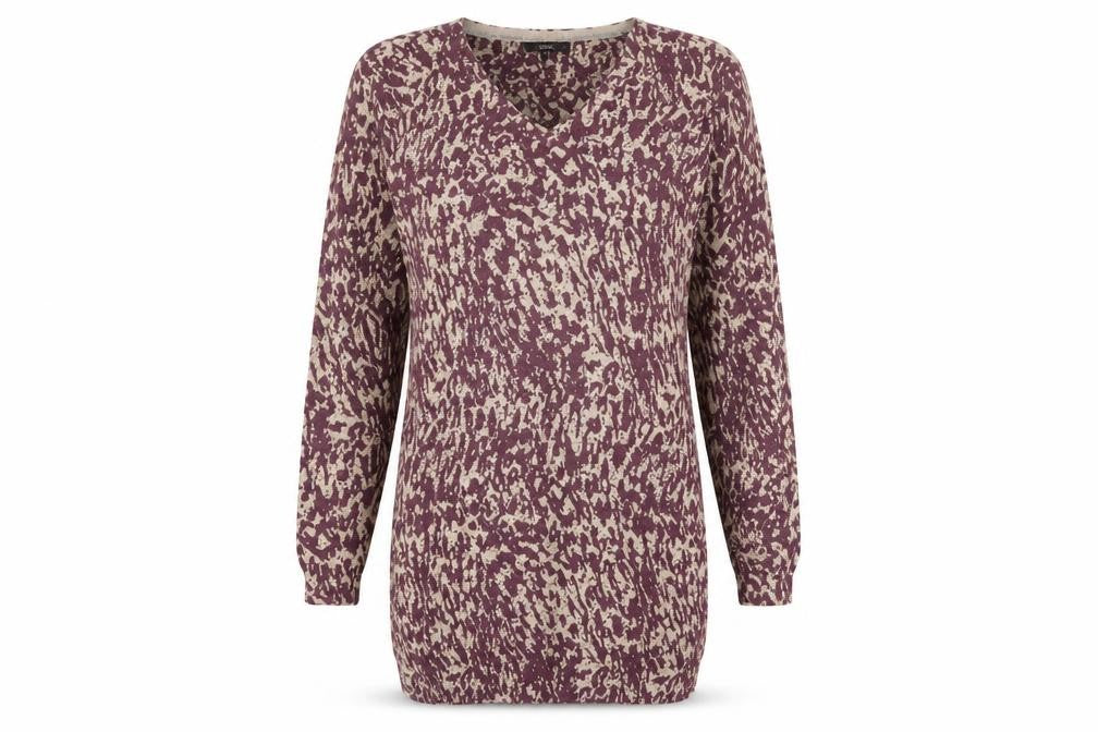 NEXT Womens Brown Animal Print Cotton Jumper Dress Size 8 V-Neck Pullover