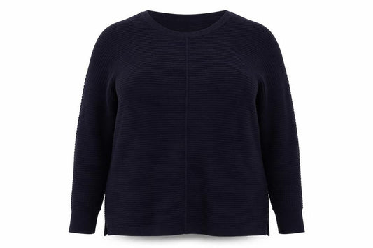 Front view of F&F women’s blue round neck viscose jumper, size UK 14