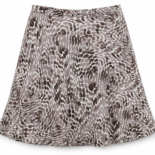 Classic Womens Brown Geometric Flax Flare Skirt Size 16 Zip