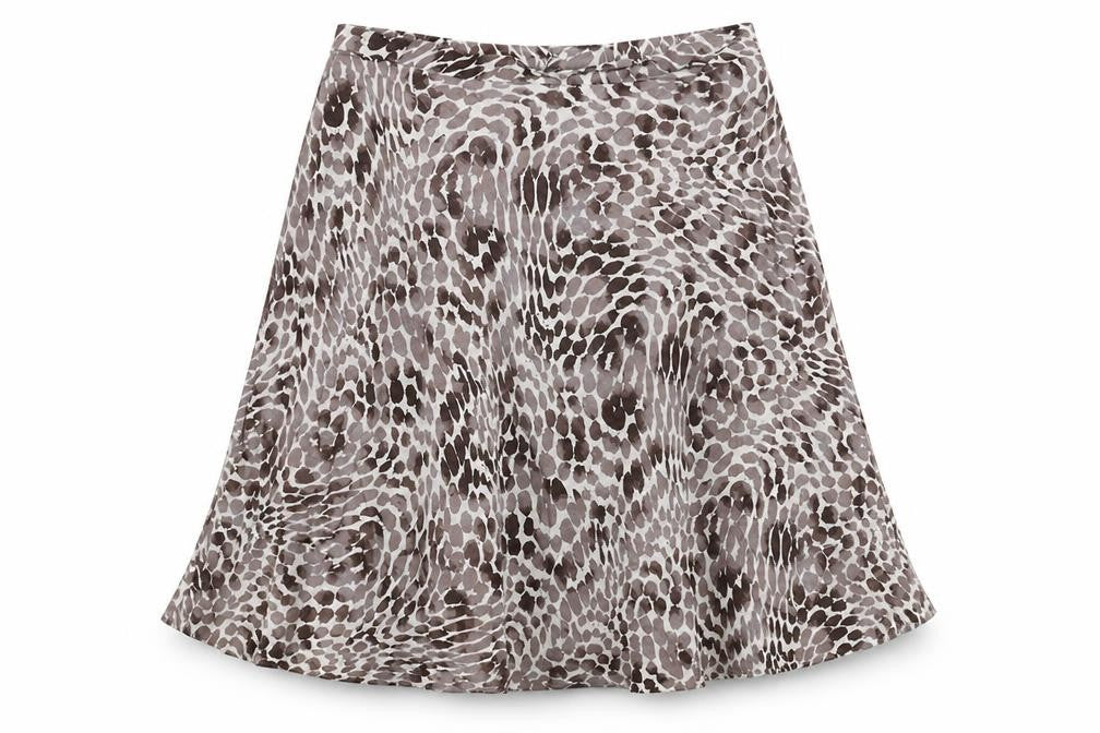 Classic Womens Brown Geometric Flax Flare Skirt Size 16 Zip