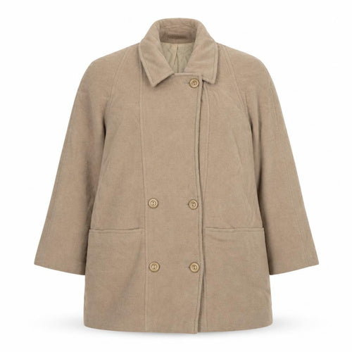 Classic Woman Womens Beige Pea Coat Coat Size 14 Button