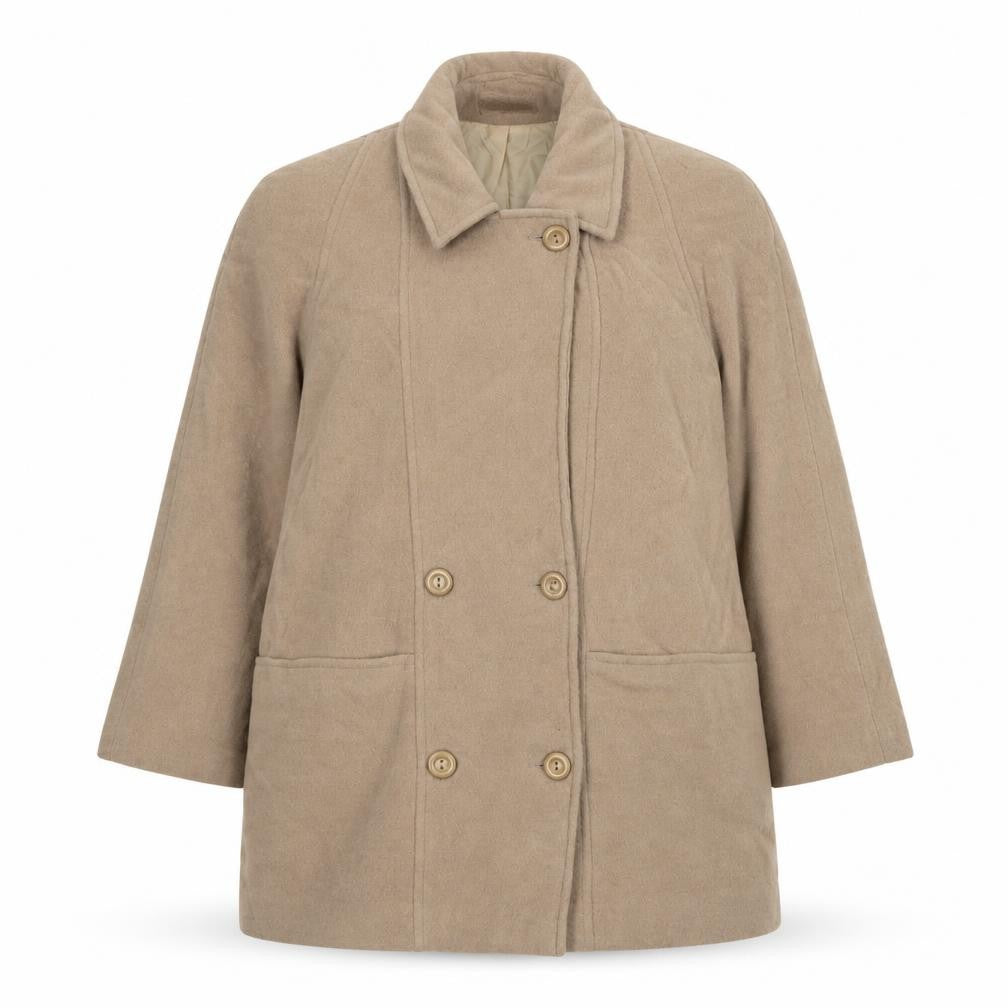 Classic Woman Womens Beige Pea Coat Coat Size 14 Button