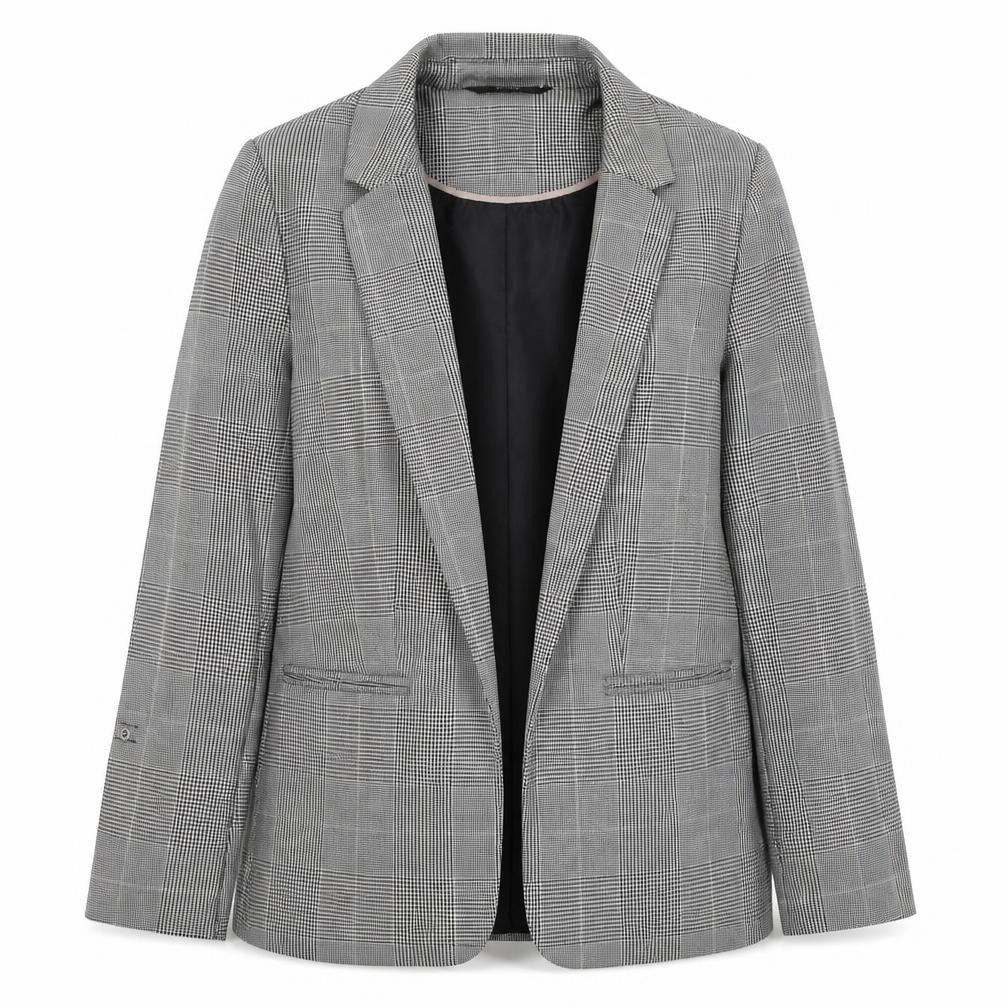 Front view of George women’s black plaid jacket blazer, size UK 10