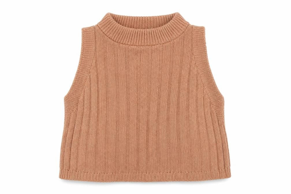 I SAW IT FIRST Womens Beige Cotton Cropped Tank Size M Mock Neck
