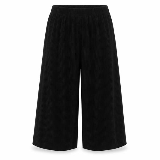 Front view of ASOS women’s black polyester trousers, size UK 4, 20-inch leg regular