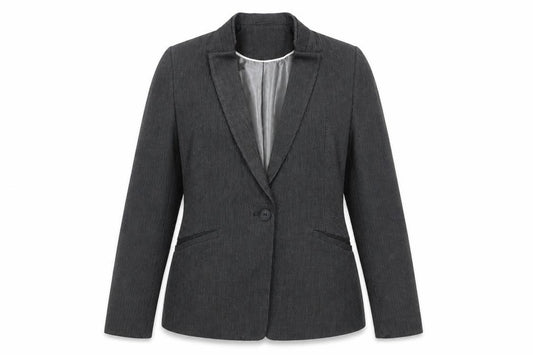 Front view of Next women’s grey polyester jacket blazer, size UK 14