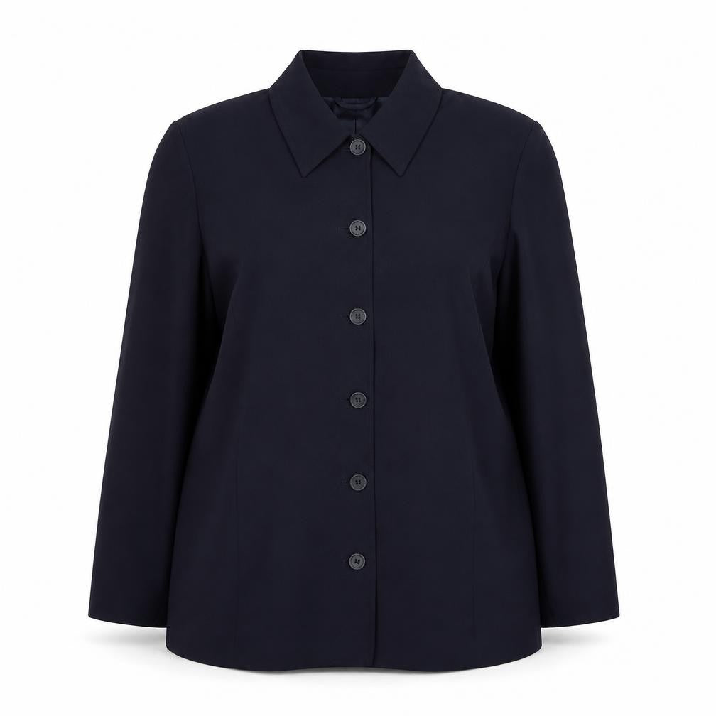 Front view of Classics women’s blue polyester jacket blazer, size UK 18
