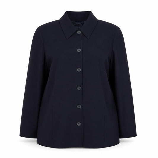Front view of Classics women’s blue polyester jacket blazer, size UK 18