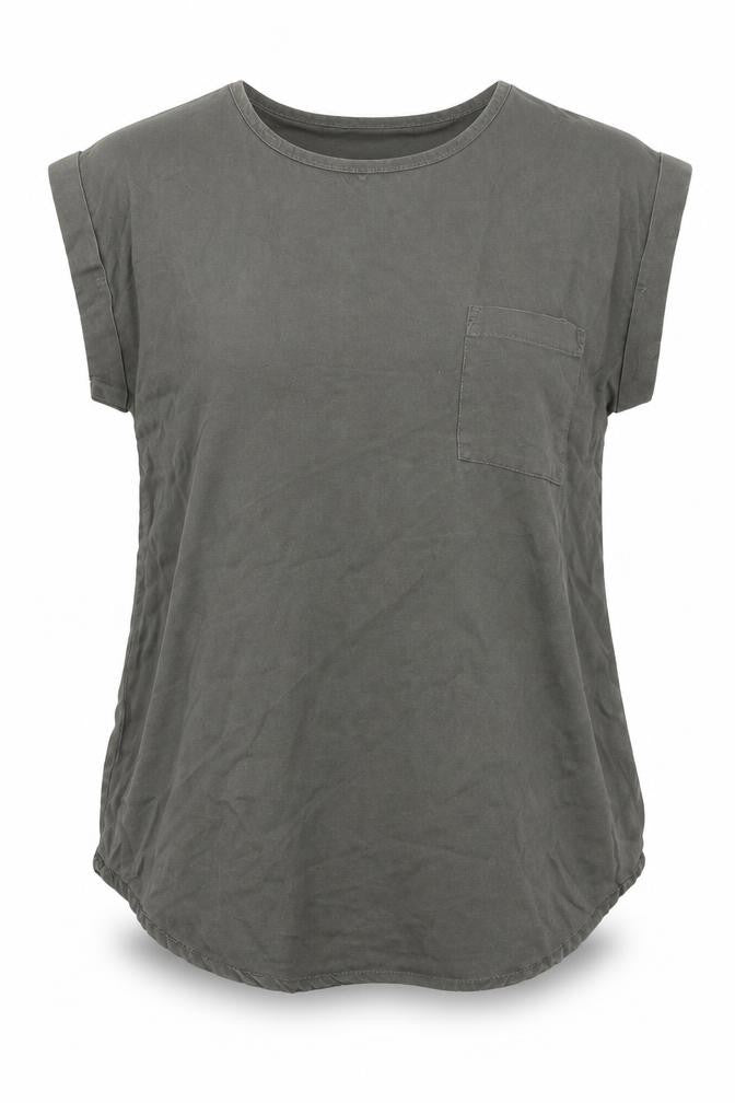 Front view of Apricot women’s green lyocell basic t-shirt, size UK 8, round neck