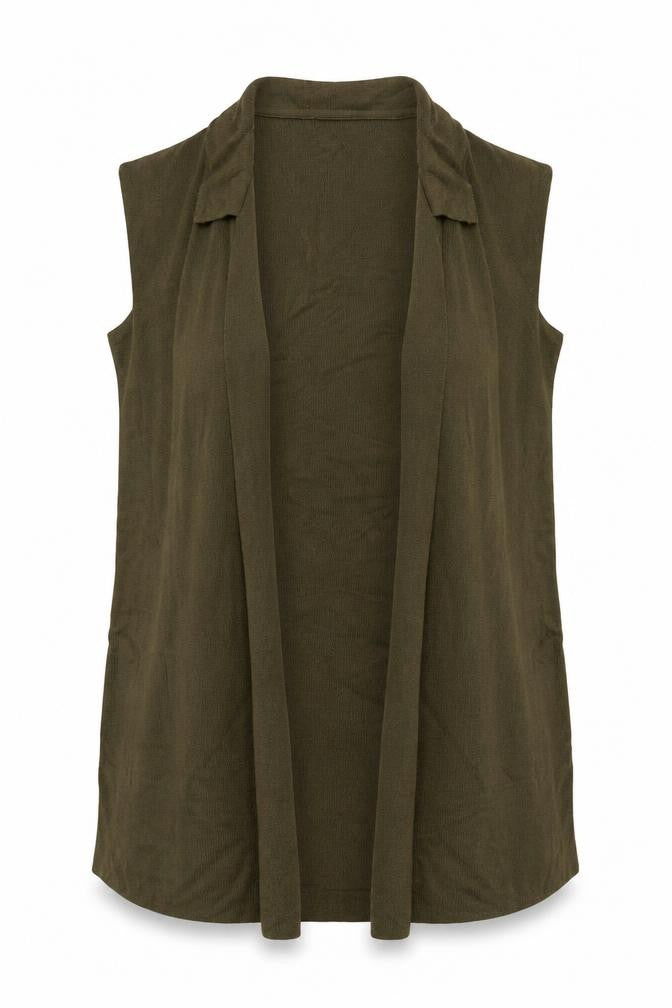 Front view of Marks & Spencer women’s green collared viscose cardigan jumper, size UK 8