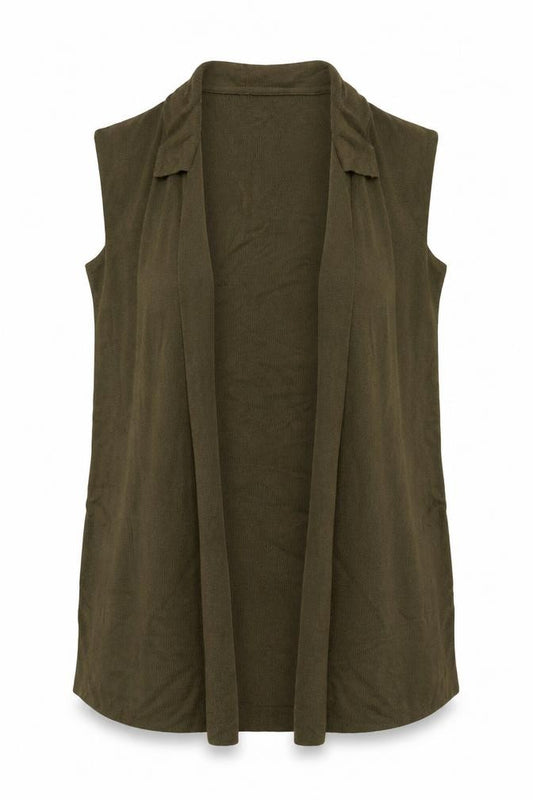 Front view of Marks & Spencer women’s green collared viscose cardigan jumper, size UK 8