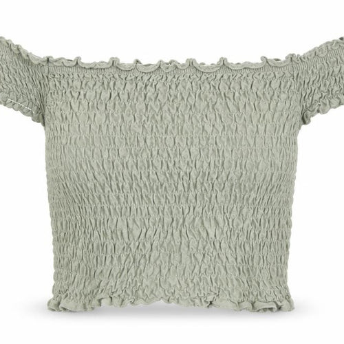 Miss Selfridge Womens Green Polyester Cropped T-Shirt Size 6 Off the Shoulder