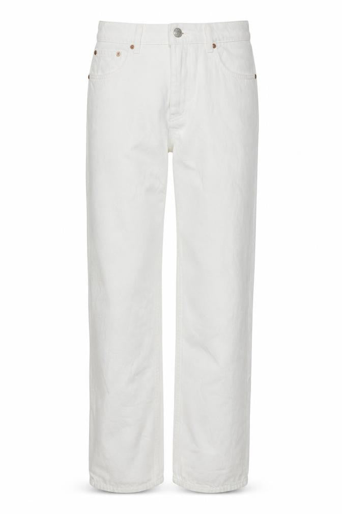 Own. Womens White Cotton Straight Jeans Size 30 in L30 in Regular Button