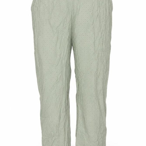 Marks and Spencer Womens Green Geometric Viscose Trousers Size 8 L31 in Regular
