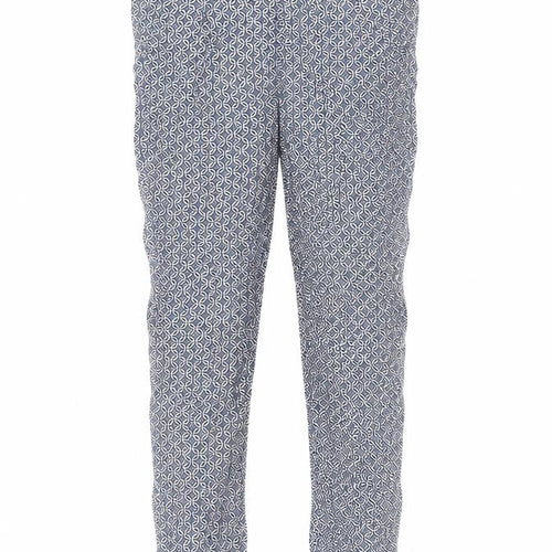 Marks and Spencer Womens Blue Geometric Viscose Trousers Size 8 L28 in Regular