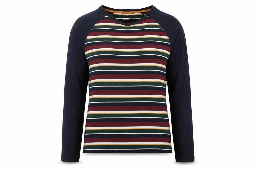 Marks and Spencer Womens Multicoloured Striped Cotton Ringer T-Shirt Size S Round Neck