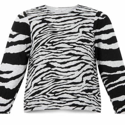 NEXT Womens Grey Round Neck Animal Print Viscose Pullover Jumper Size XL - Tiger Print