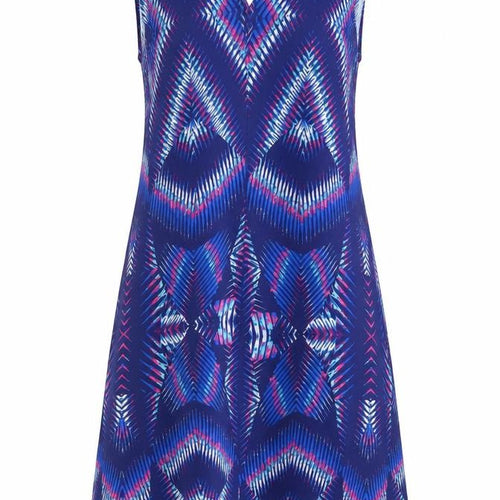 Kaleidoscope Womens Blue Geometric Polyester Tank Dress Size 14 Halter Tie