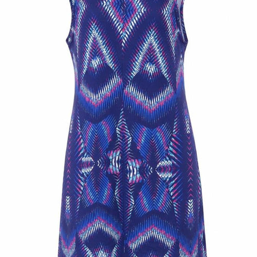 Kaleidoscope Womens Blue Geometric Polyester Tank Dress Size 14 Halter Tie