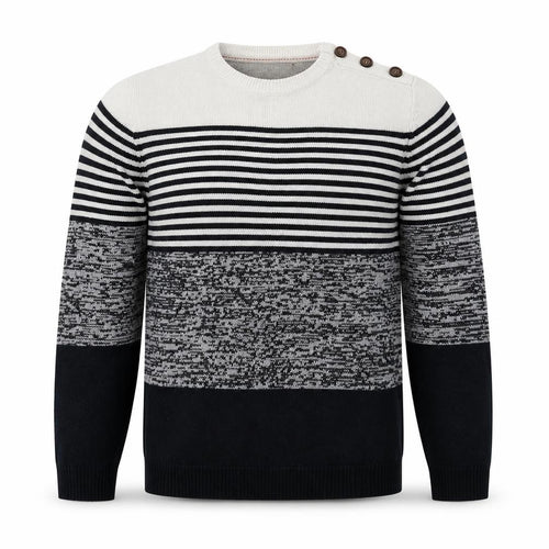 Brave Soul Mens Blue Round Neck Striped Acrylic Pullover Jumper Size XL