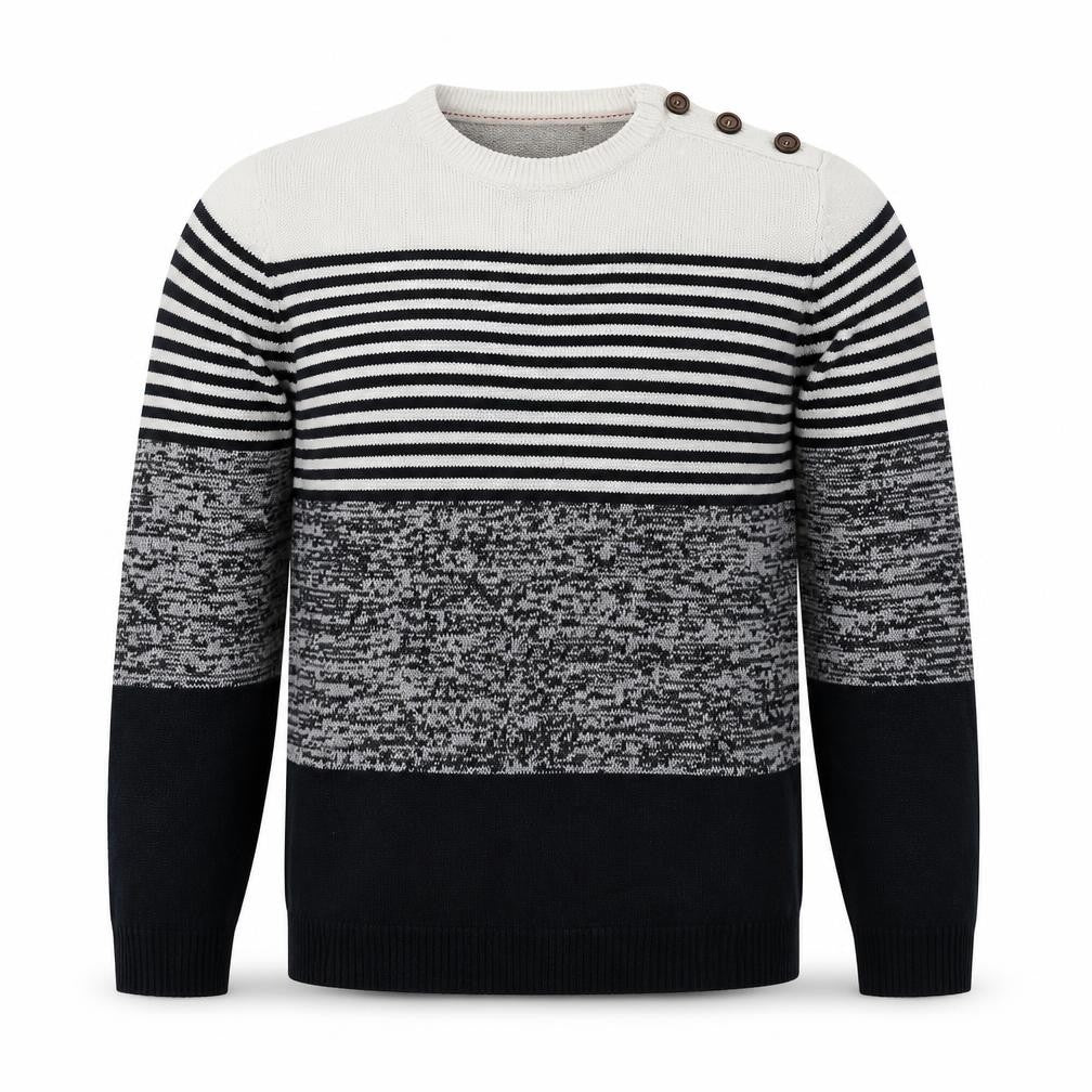 Brave Soul Mens Blue Round Neck Striped Acrylic Pullover Jumper Size XL