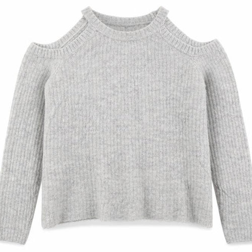 New Look Girls Grey Round Neck Acrylic Pullover Jumper Size 10-11 Years Pullover - Cold Shoulder