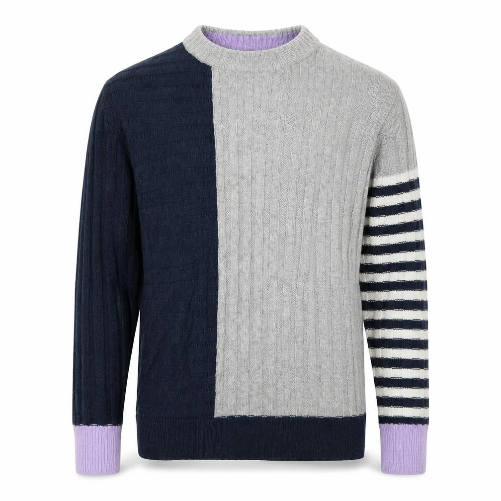 Marks and Spencer Mens Blue Round Neck Striped Acrylic Pullover Jumper Size XS