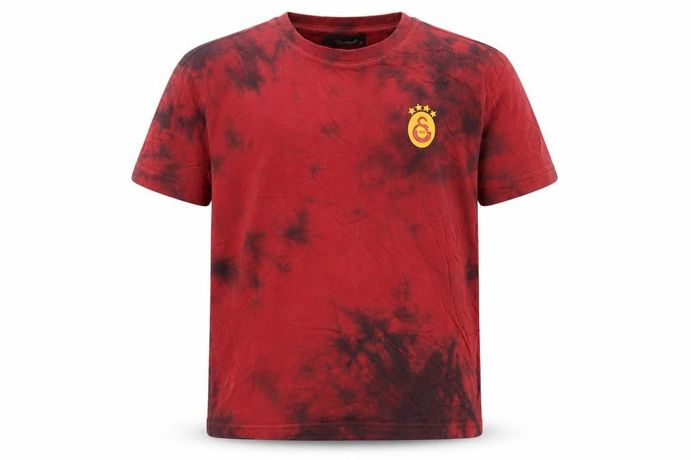 Front view of GSStore boys’ red 100% cotton basic t-shirt, size 7-8, years round neck pullover - tie-dye