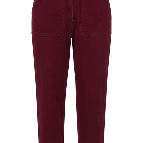 Marks and Spencer Womens Red Cotton Trousers Size 10 L26 in Slim Button