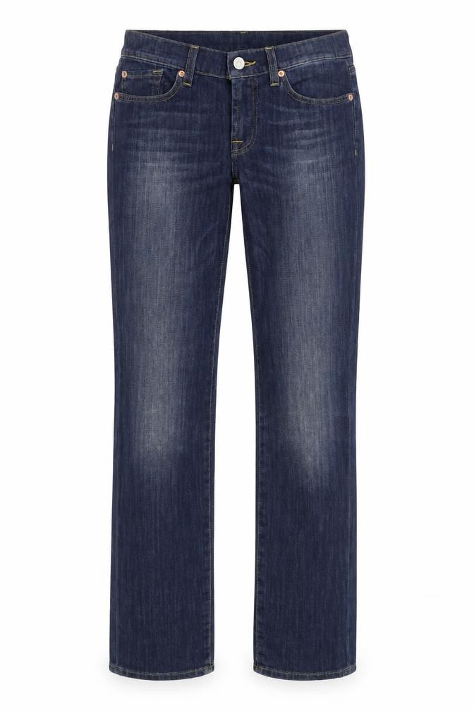 7 Womens Blue Cotton Straight Jeans Size 29 L30.5 in Regular Zip