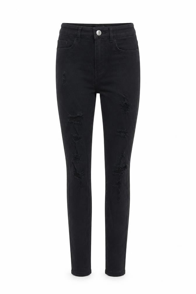 H&M Womens Black Cotton Skinny Jeans Size 6 L28 in Regular Button
