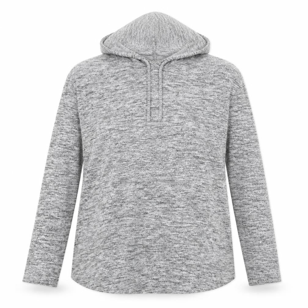 Front view of Papaya women’s grey viscose pullover hoodie, size M, pullover