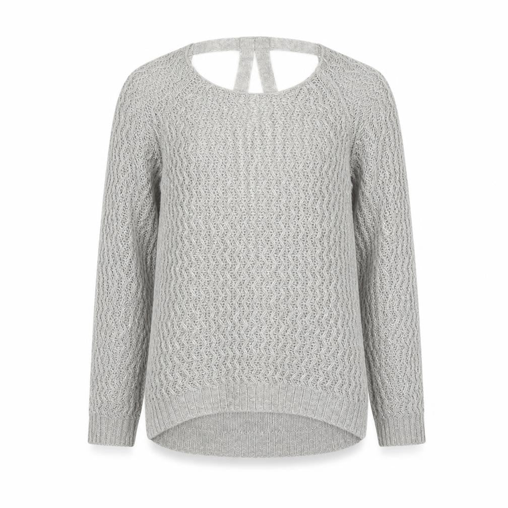 Dorothy Perkins Womens Grey Scoop Neck Acrylic Pullover Jumper Size 10 - Cut Out Back
