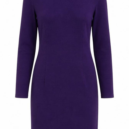 Classics Womens Purple Acrylic Bodycon Size 12 Scoop Neck Zip - Shoulder Pads